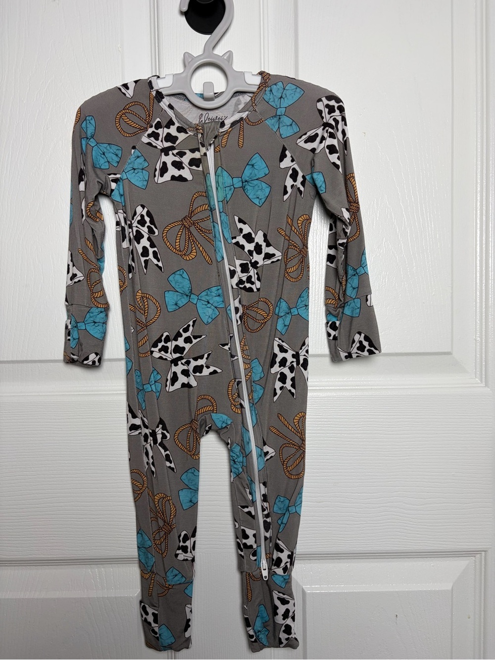 Wei Wei Western Bows Convertible Zippy 3-6M Bamboo Cow Print Rodeo
